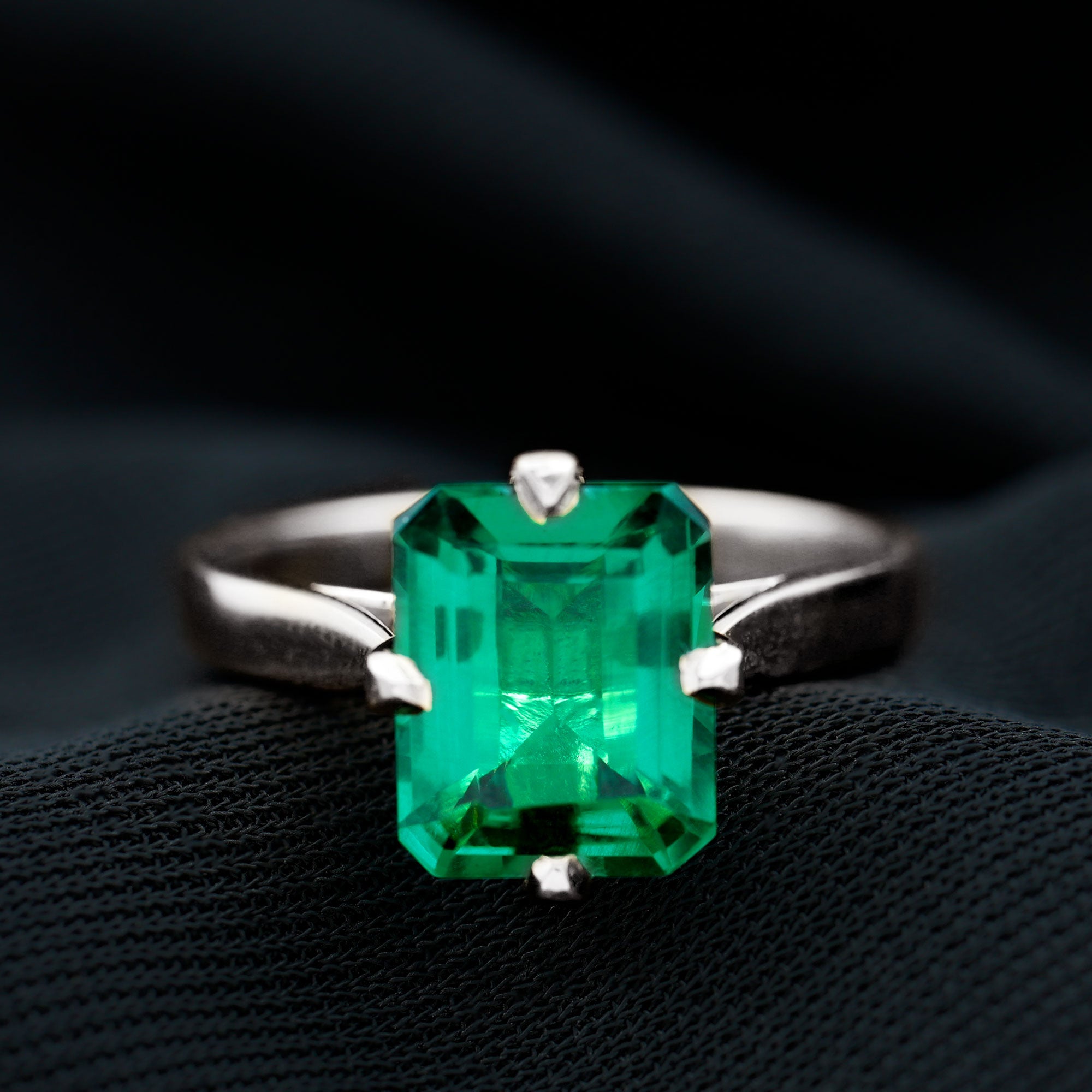 8X10 MM Octagon Lab Grown Emerald Solitaire Engagement Ring Lab Created Emerald - ( AAAA ) - Quality - Rosec Jewels