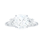 Cushion Cut Moissanite Solitaire Ring in Spilt Shank Moissanite - ( D-VS1 ) - Color and Clarity - Rosec Jewels