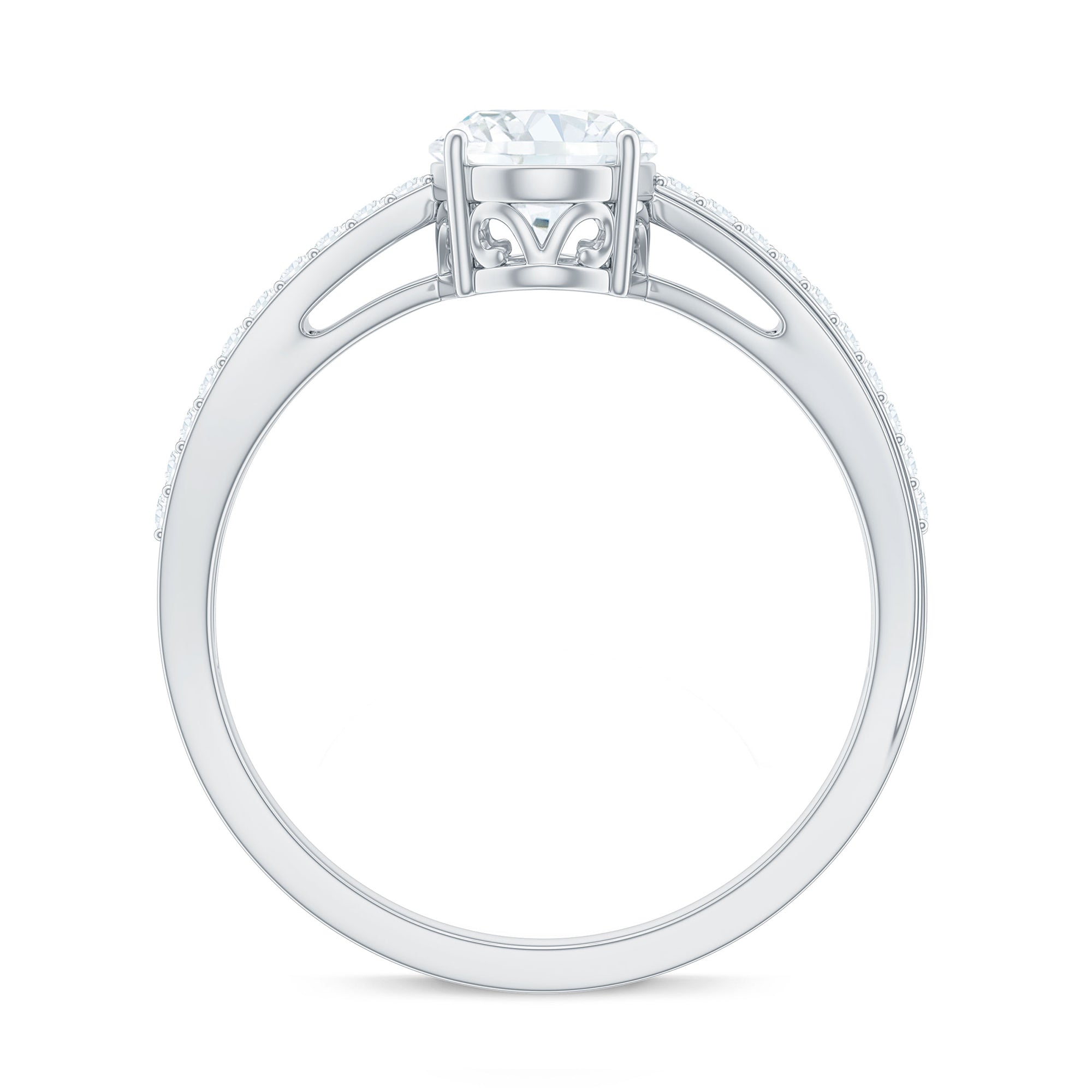 Classic Oval Cut Moissanite Solitaire Engagement Ring in Gold Moissanite - ( D-VS1 ) - Color and Clarity - Rosec Jewels