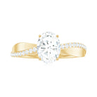 Classic Oval Cut Moissanite Solitaire Engagement Ring in Gold Moissanite - ( D-VS1 ) - Color and Clarity - Rosec Jewels