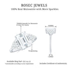 Certified Moissanite Solitaire Emerald Cut Engagement Ring with Side Stones Moissanite - ( D-VS1 ) - Color and Clarity - Rosec Jewels