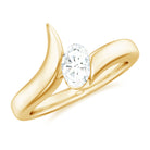 Oval Cut Certified Moissanite Solitaire Bypass Ring in Gold Moissanite - ( D-VS1 ) - Color and Clarity - Rosec Jewels