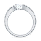 Pear Shaped Certified Moissanite Solitaire Bypass Ring in Gold Moissanite - ( D-VS1 ) - Color and Clarity - Rosec Jewels