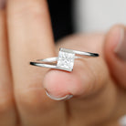 Simple Princess Cut Moissanite Solitaire Bypass Gold Ring Moissanite - ( D-VS1 ) - Color and Clarity - Rosec Jewels