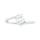 Princess Cut Solitaire Moissanite Bypass Promise Ring Moissanite - ( D-VS1 ) - Color and Clarity - Rosec Jewels