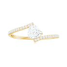 Heart Shape Solitaire Moissanite Bypass Promise Ring Moissanite - ( D-VS1 ) - Color and Clarity - Rosec Jewels