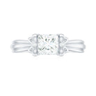 Princess Cut Moissanite Solitaire Engagement Ring with Bow Moissanite - ( D-VS1 ) - Color and Clarity - Rosec Jewels