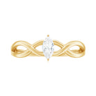 Marquise Cut Moissanite Solitaire Crossover Ring in Gold Moissanite - ( D-VS1 ) - Color and Clarity - Rosec Jewels