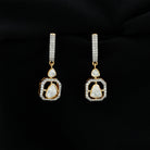 Polki Diamond J Hoop Drop Earrings with Pave Diamond - Rosec Jewels