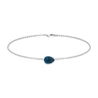 3/4 CT Pear Cut London Blue Topaz Solitaire Gold Chain Bracelet London Blue Topaz - ( AAA ) - Quality - Rosec Jewels