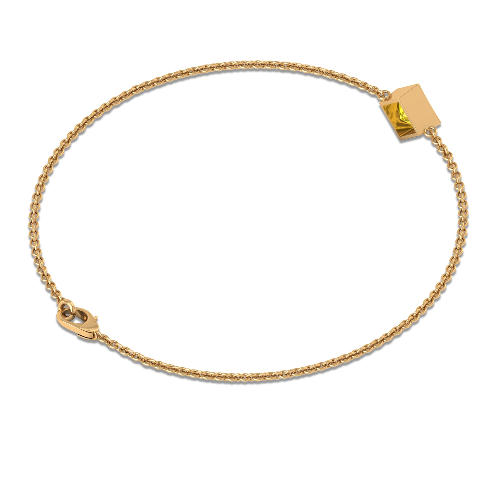 Princess Cut Yellow Sapphire Solitaire Chain Bracelet Yellow Sapphire - ( AAA ) - Quality - Rosec Jewels