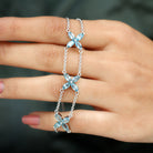 Marquise Cut Aquamarine Floral Double Chain Bracelet Aquamarine - ( AAA ) - Quality - Rosec Jewels