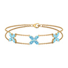 Marquise Cut Aquamarine Floral Double Chain Bracelet Aquamarine - ( AAA ) - Quality - Rosec Jewels