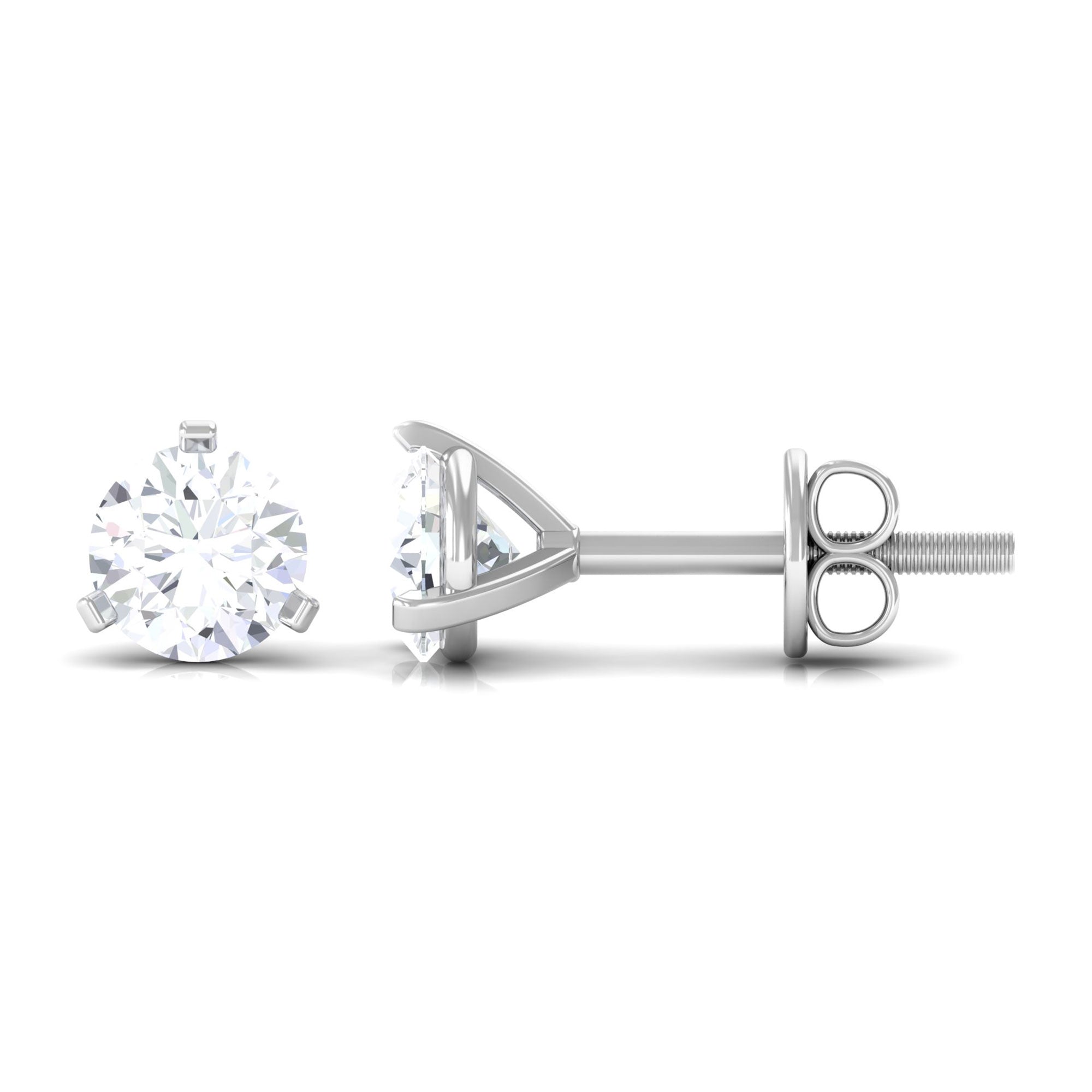 3/4 CT Zircon Solitaire Stud Earrings in Martini Setting Zircon - ( AAAA ) - Quality - Rosec Jewels