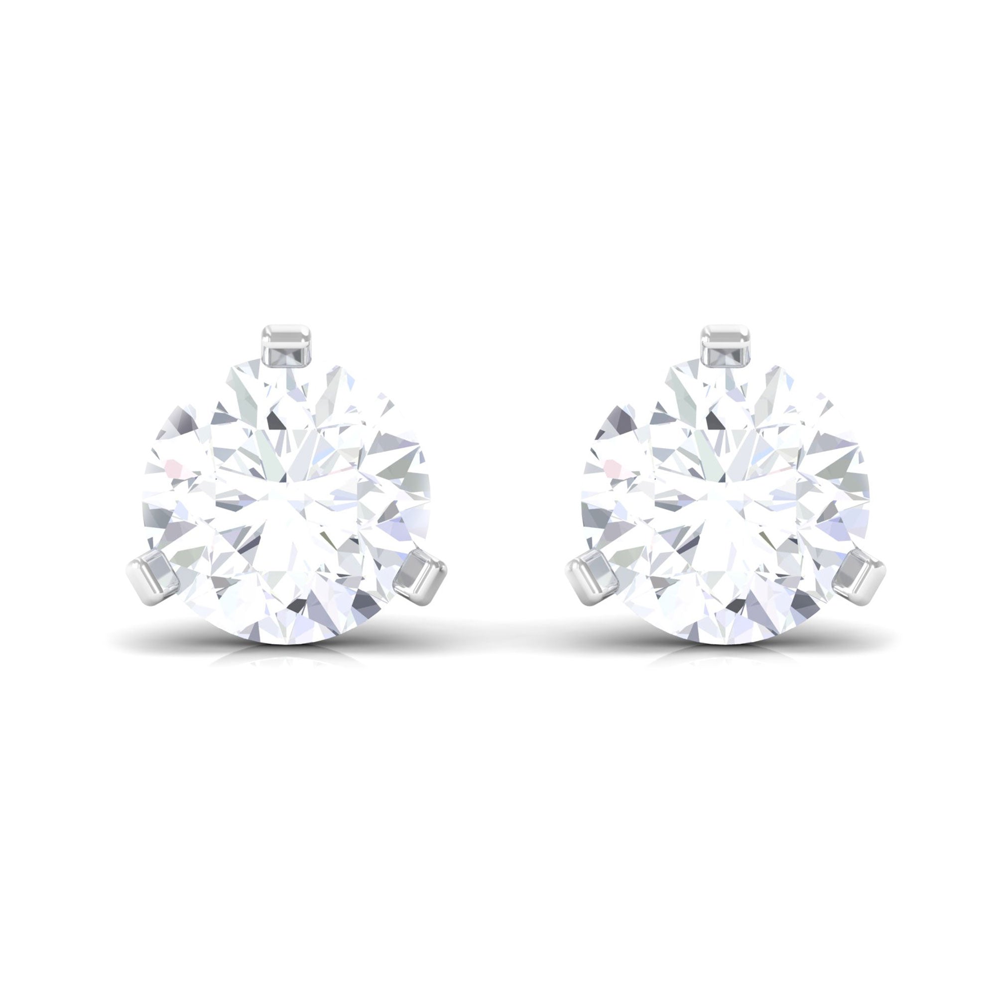 3/4 CT Zircon Solitaire Stud Earrings in Martini Setting Zircon - ( AAAA ) - Quality - Rosec Jewels