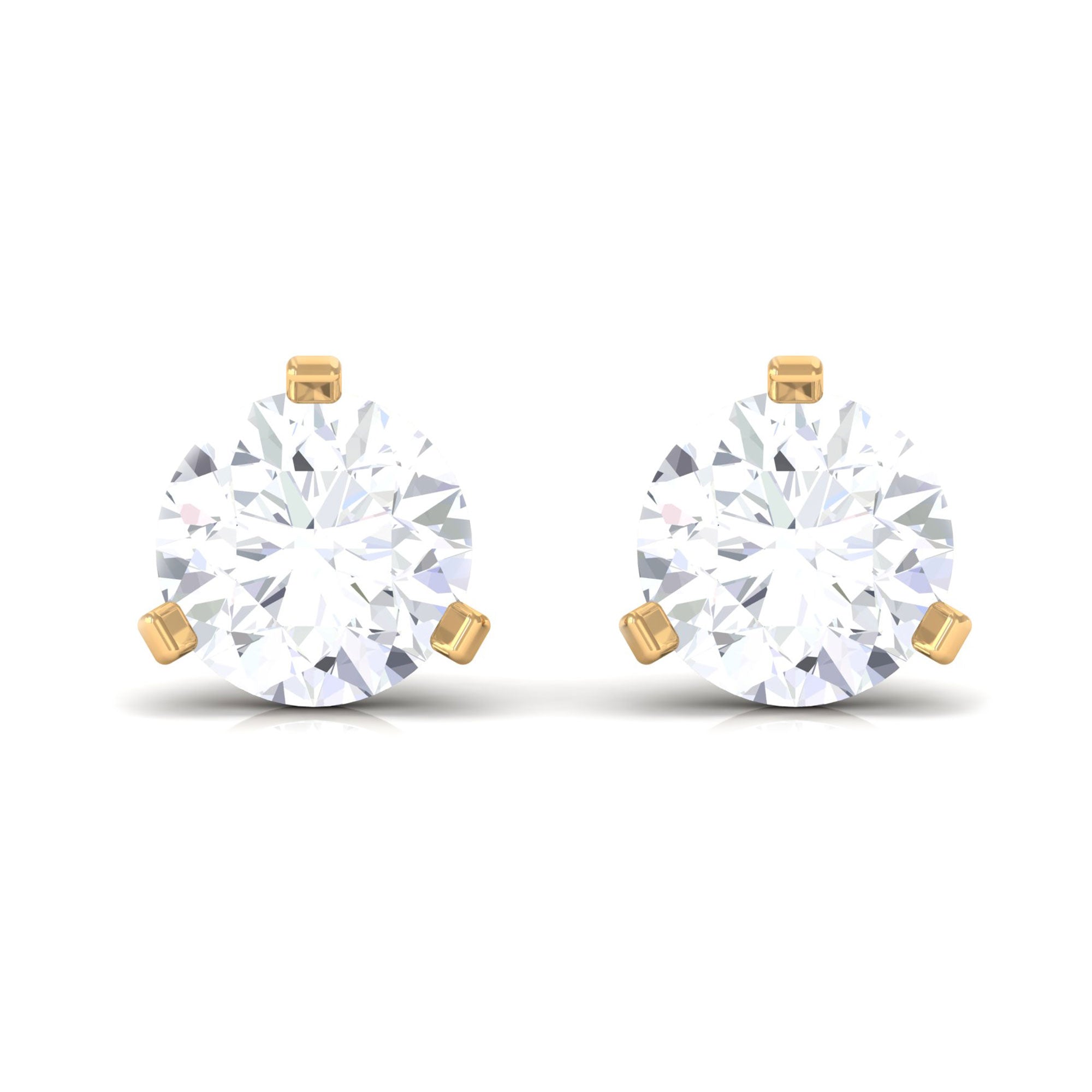 3/4 CT Zircon Solitaire Stud Earrings in Martini Setting Zircon - ( AAAA ) - Quality - Rosec Jewels