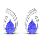 Real Tanzanite Solitaire Teardrop Stud Earrings Tanzanite - ( AAA ) - Quality - Rosec Jewels