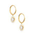 1/2 CT Sunburst Dangle Earrings with Diamond Cluster Diamond - ( HI-SI ) - Color and Clarity - Rosec Jewels