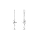 3/4 CT Diamond Butterfly Drop Earrings with Hoop Diamond - ( HI-SI ) - Color and Clarity - Rosec Jewels