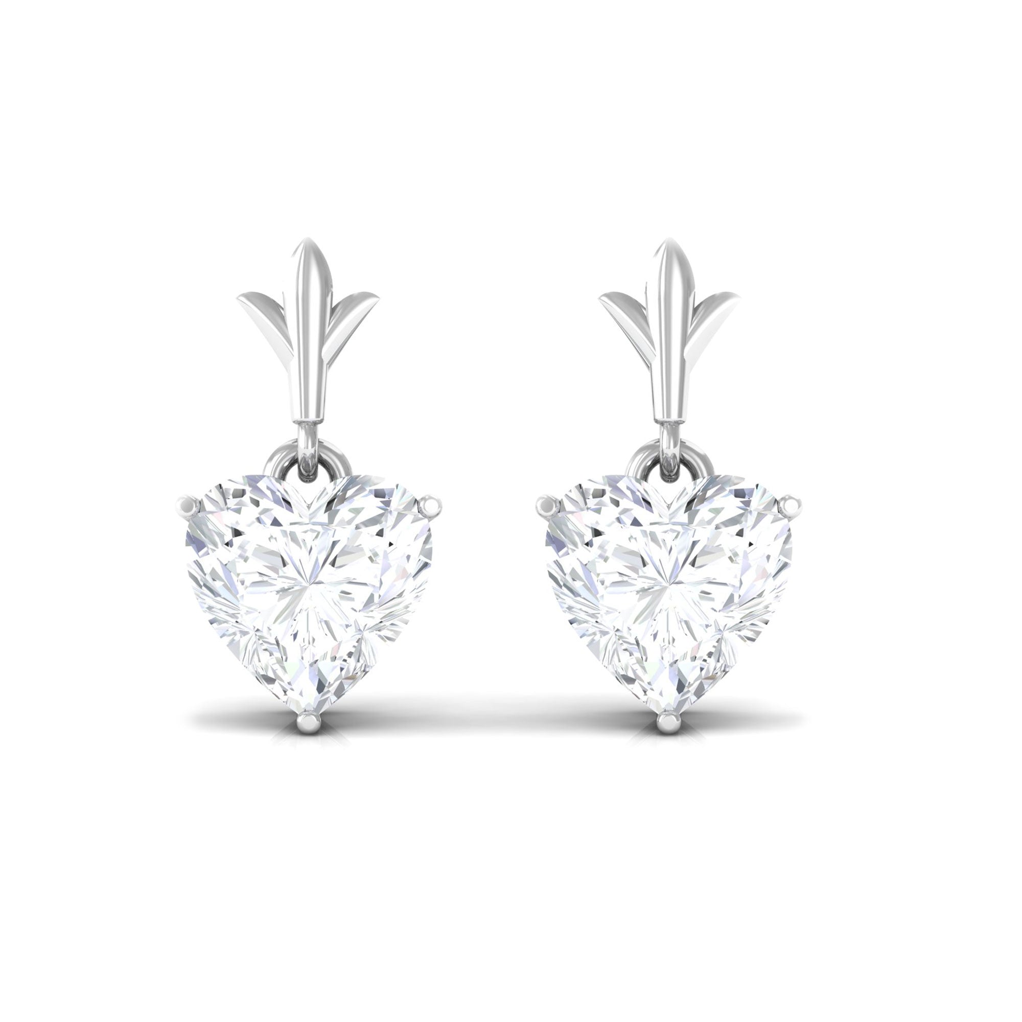 1/2 CT Heart Shape Solitaire Cubic Zirconia Gold Drop Earring Zircon - ( AAAA ) - Quality - Rosec Jewels