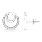 Open Circle Stud Earrings with Diamonds Diamond - ( HI-SI ) - Color and Clarity - Rosec Jewels