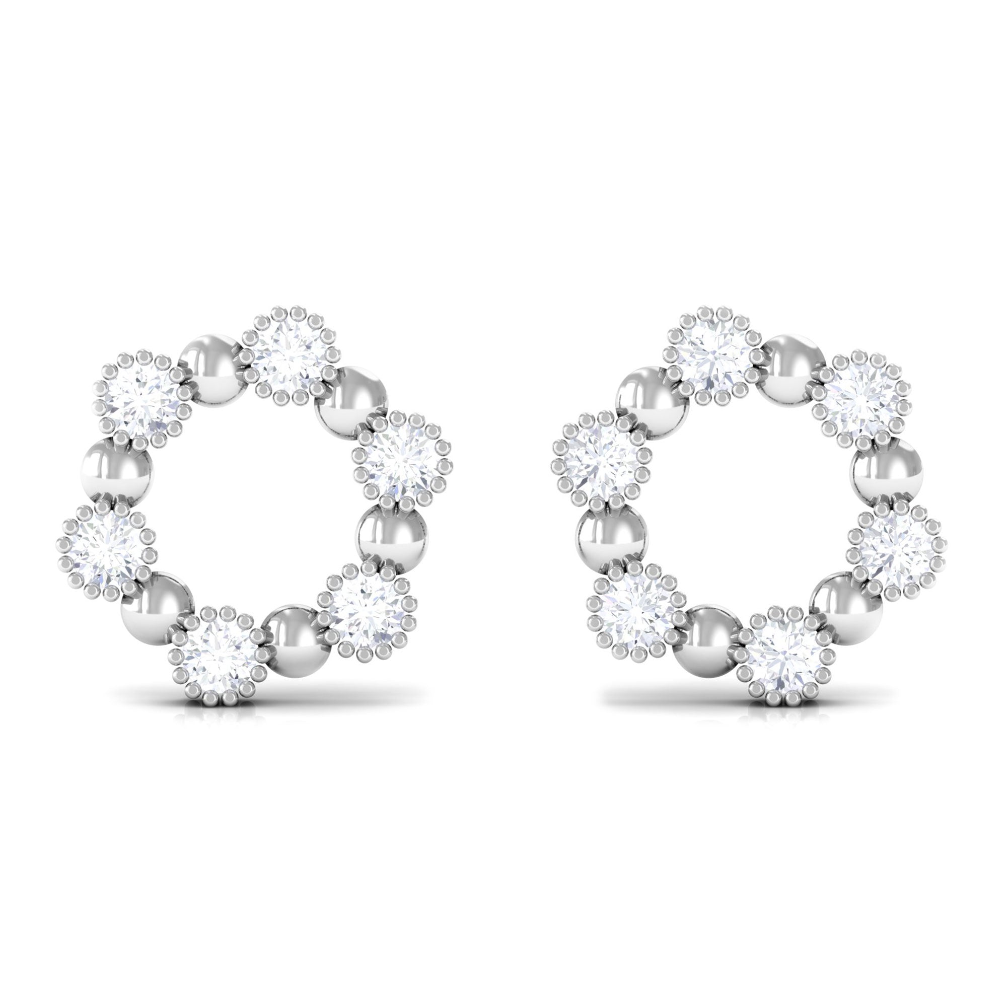 1/2 CT Natural Diamond Open Circle Stud Earrings Diamond - ( HI-SI ) - Color and Clarity - Rosec Jewels