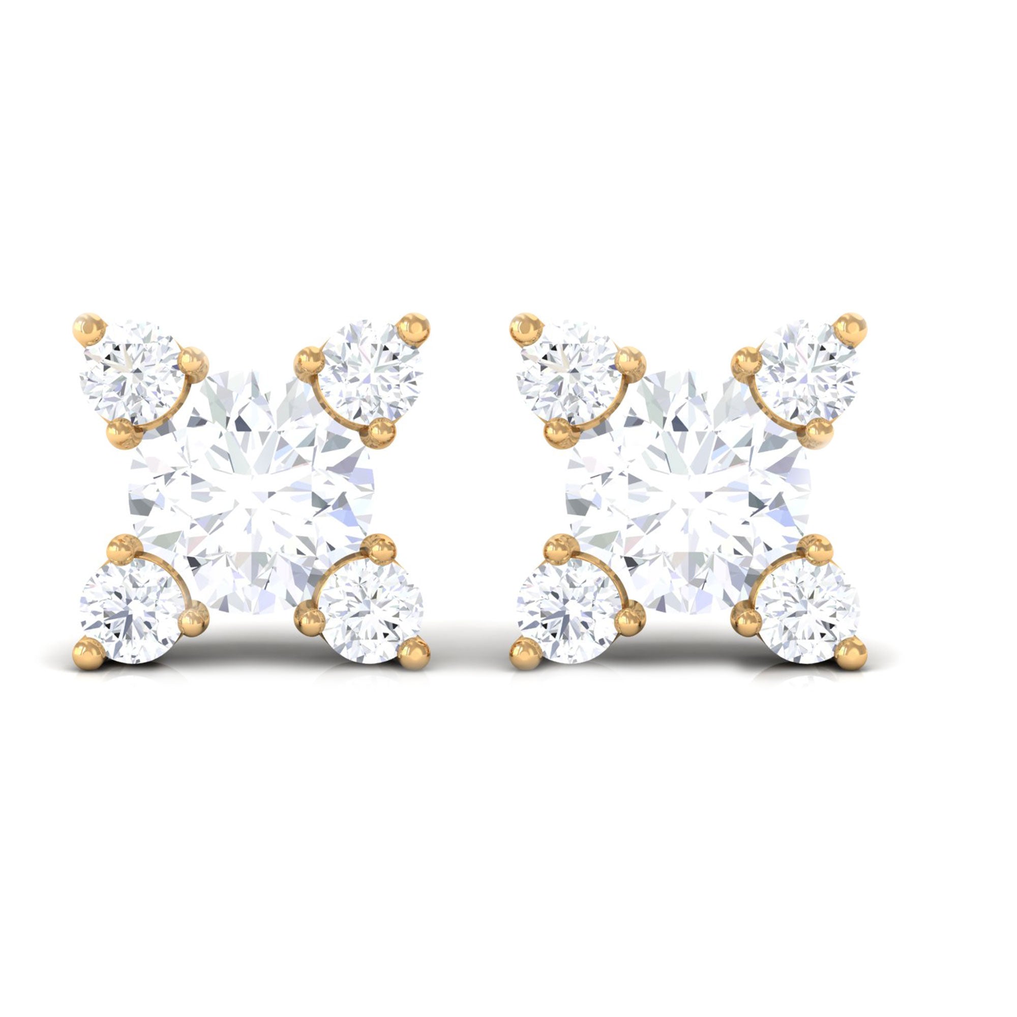 1/2 CT Real Diamond Gold Stud Earrings in Prong Setting Diamond - ( HI-SI ) - Color and Clarity - Rosec Jewels