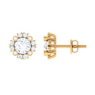 1.50 CT Round Cubic Zirconia Classic Halo Stud Earrings Zircon - ( AAAA ) - Quality - Rosec Jewels