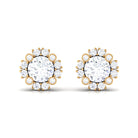 1.50 CT Round Cubic Zirconia Classic Halo Stud Earrings Zircon - ( AAAA ) - Quality - Rosec Jewels