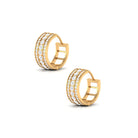 1.25 CT Round Cut Cubic Zirconia Small Hoop Earrings in Gold Zircon - ( AAAA ) - Quality - Rosec Jewels