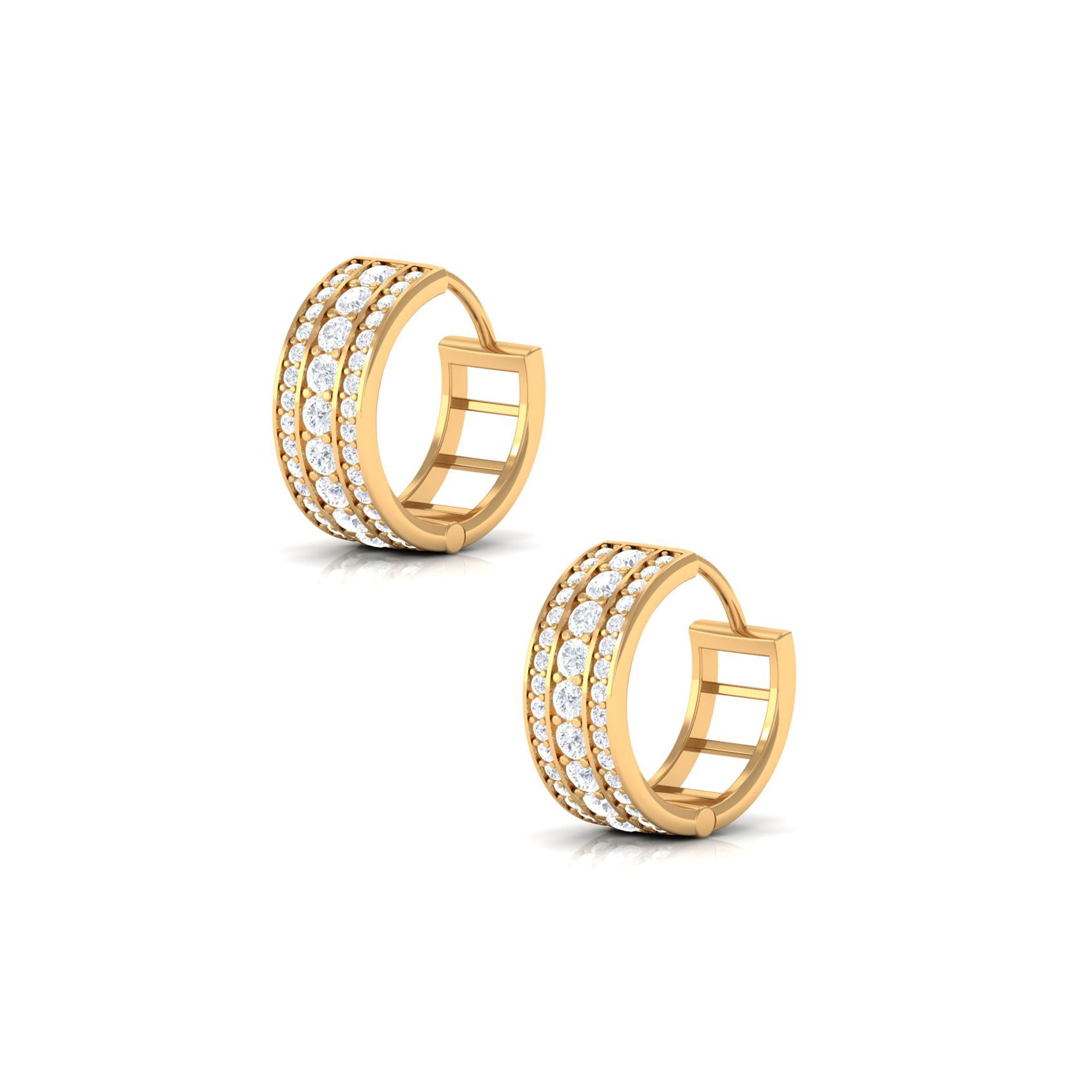 1.25 CT Round Cut Cubic Zirconia Small Hoop Earrings in Gold Zircon - ( AAAA ) - Quality - Rosec Jewels