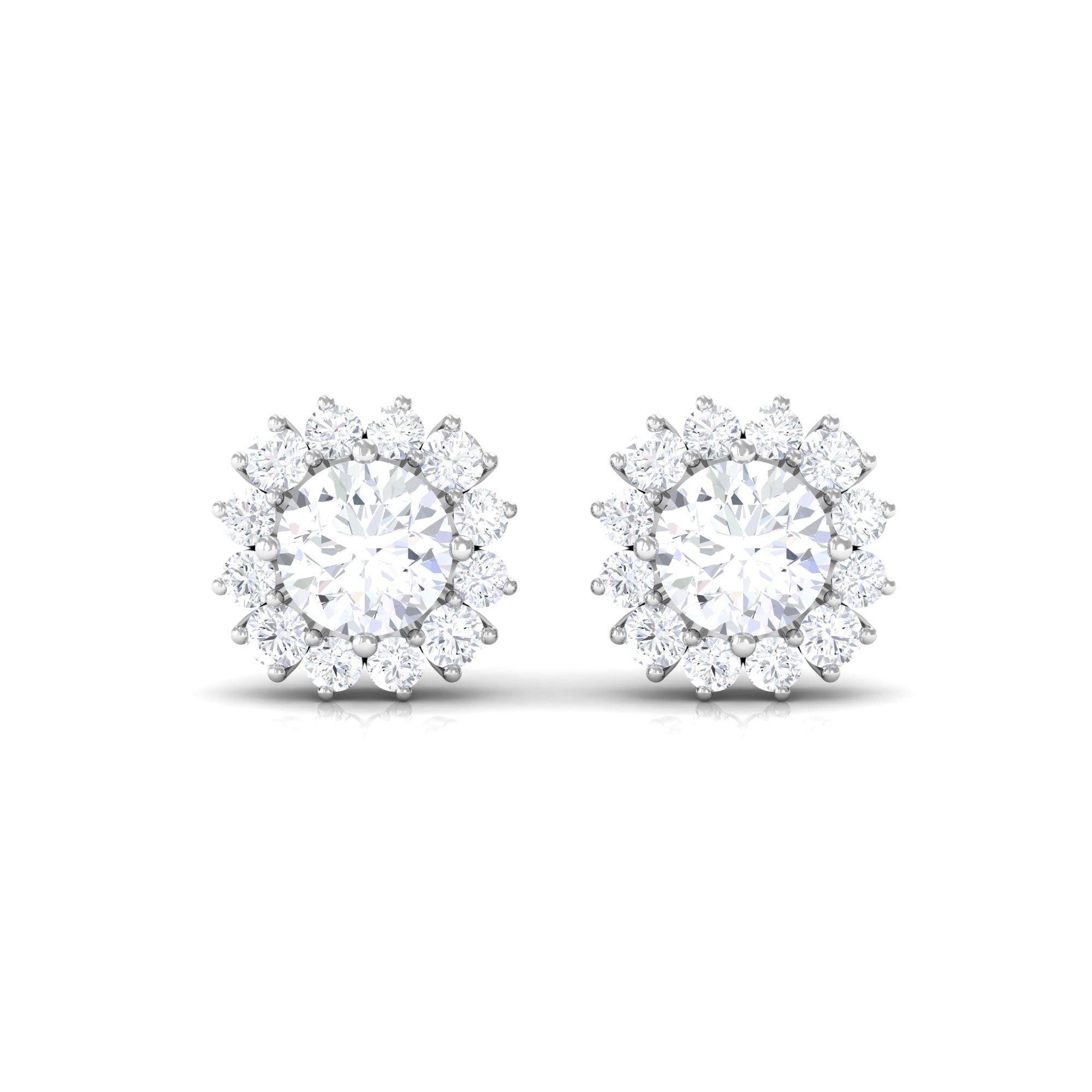 1.25 CT Zircon Minimal Halo Stud Earrings in Gold Zircon - ( AAAA ) - Quality - Rosec Jewels