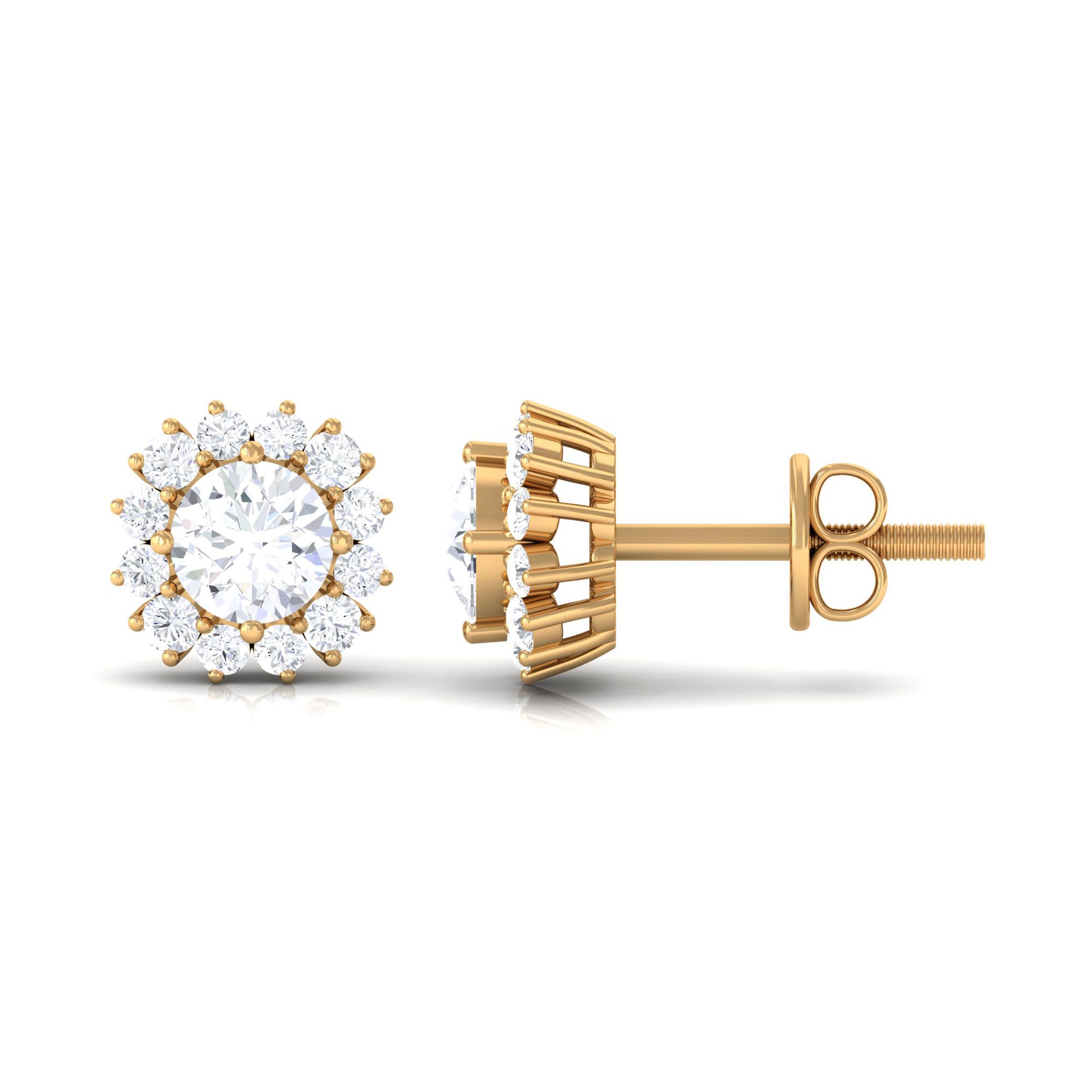 1.25 CT Zircon Minimal Halo Stud Earrings in Gold Zircon - ( AAAA ) - Quality - Rosec Jewels