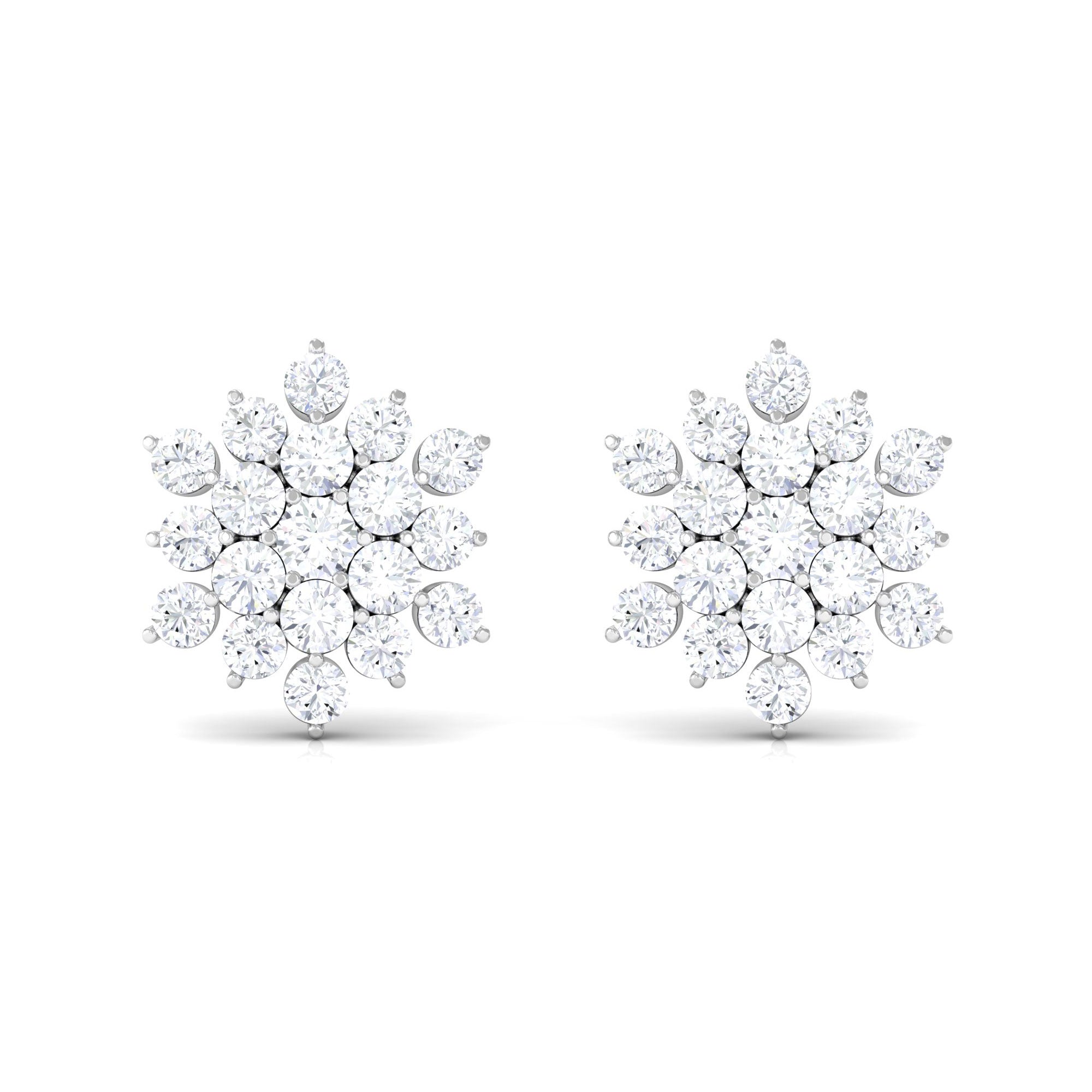 1.50 CT Cubic Zirconia Cluster Stud Earrings in Gold Zircon - ( AAAA ) - Quality - Rosec Jewels