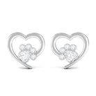 1/4 CT Bezel Set Zircon Cute Paw Stud Earrings with Gold Heart Zircon - ( AAAA ) - Quality - Rosec Jewels