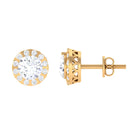 1.25 CT Round Zircon Antique Halo Stud Earrings Zircon - ( AAAA ) - Quality - Rosec Jewels