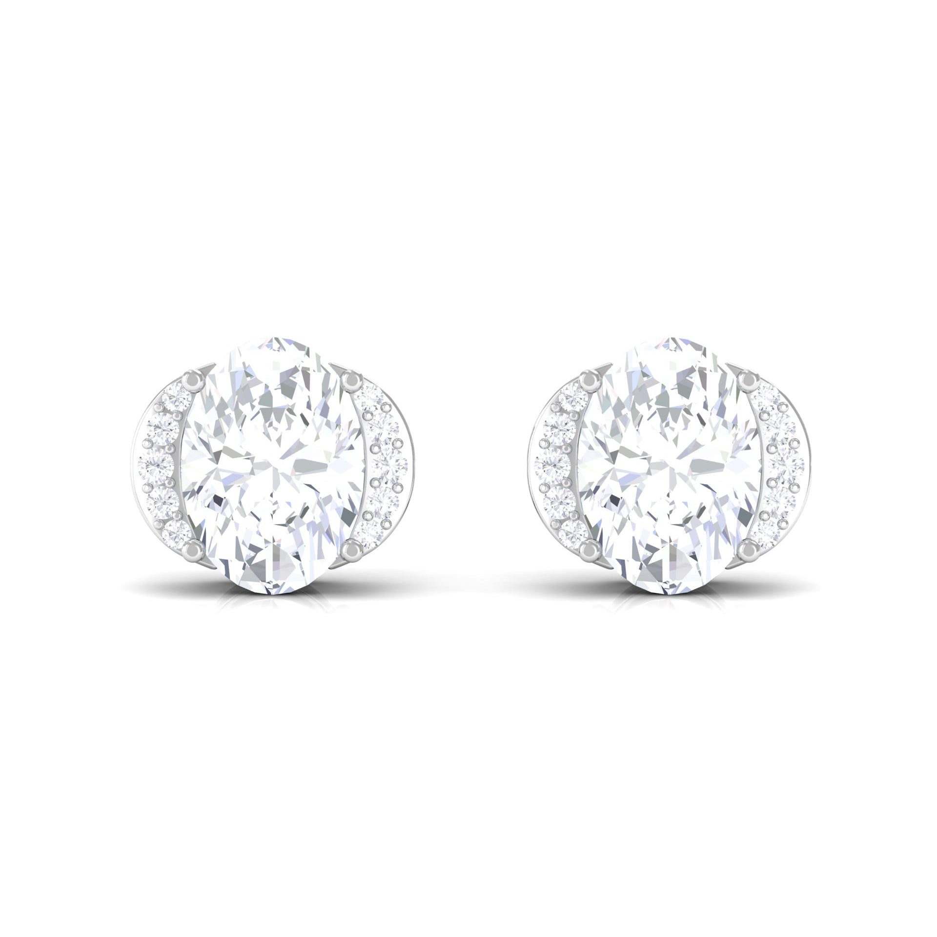 3 CT Cubic Zirconia Stud Earrings with Screw Back Zircon - ( AAAA ) - Quality - Rosec Jewels