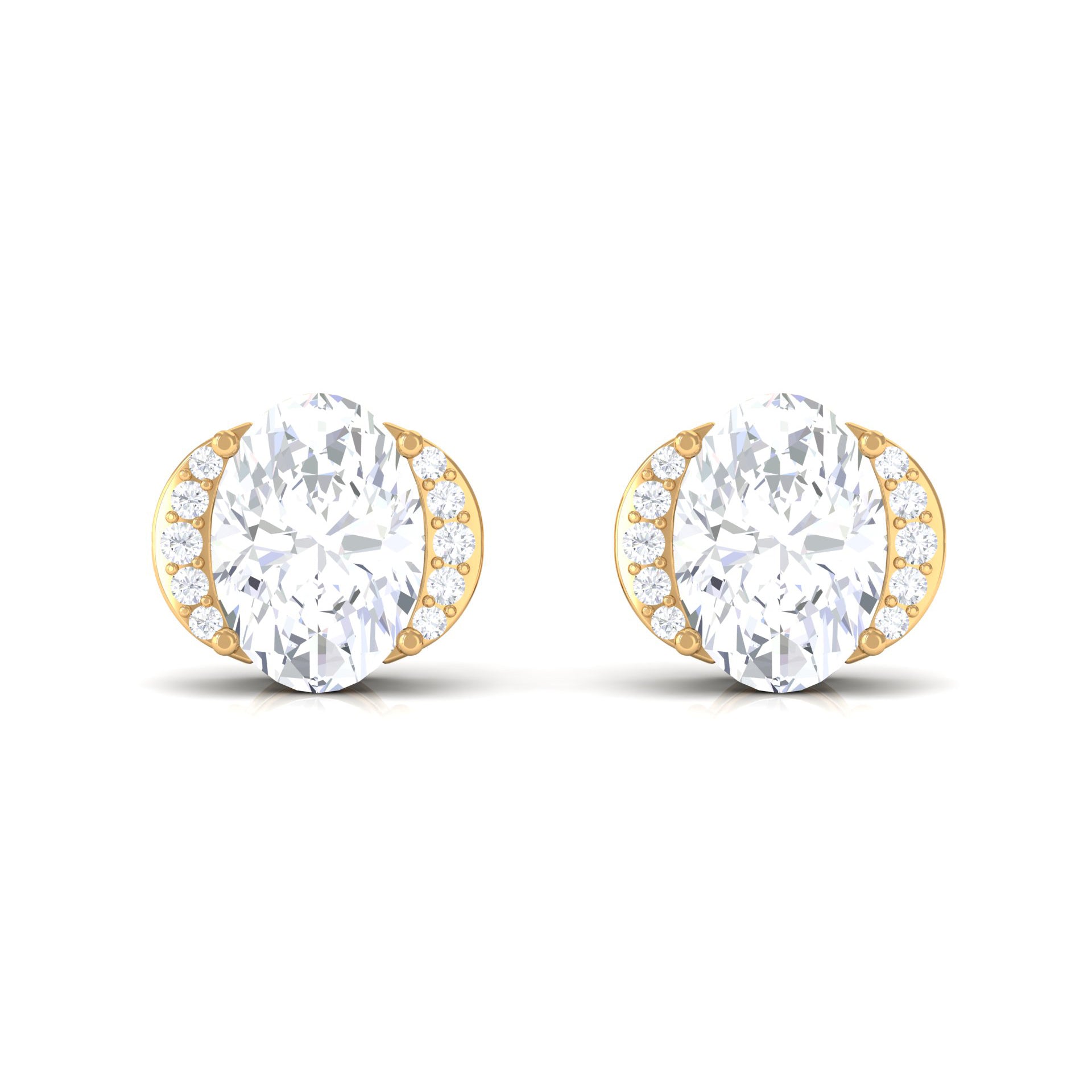 3 CT Cubic Zirconia Stud Earrings with Screw Back Zircon - ( AAAA ) - Quality - Rosec Jewels