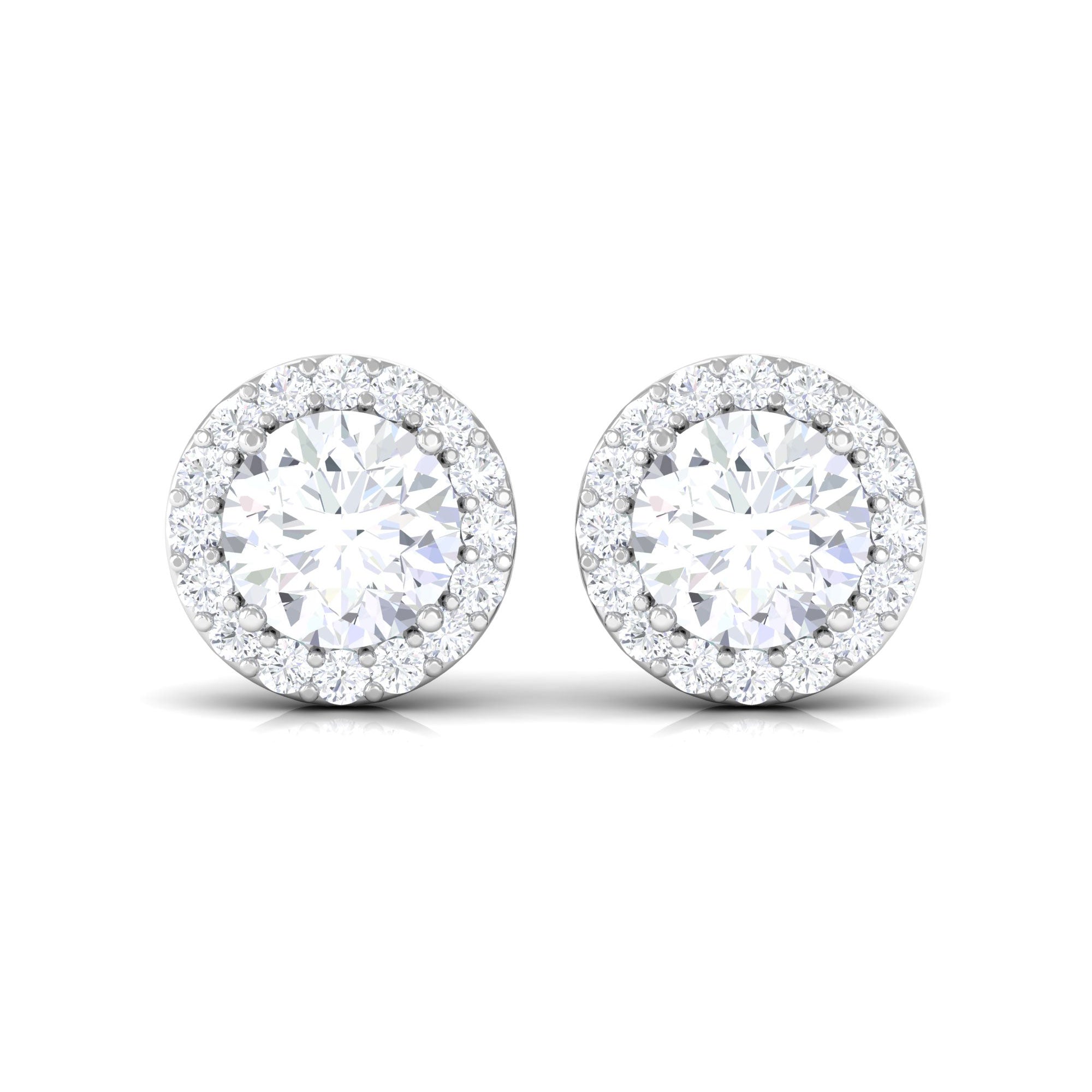 1.50 CT Certified Moissanite Stud Earrings with Halo Moissanite - ( D-VS1 ) - Color and Clarity - Rosec Jewels