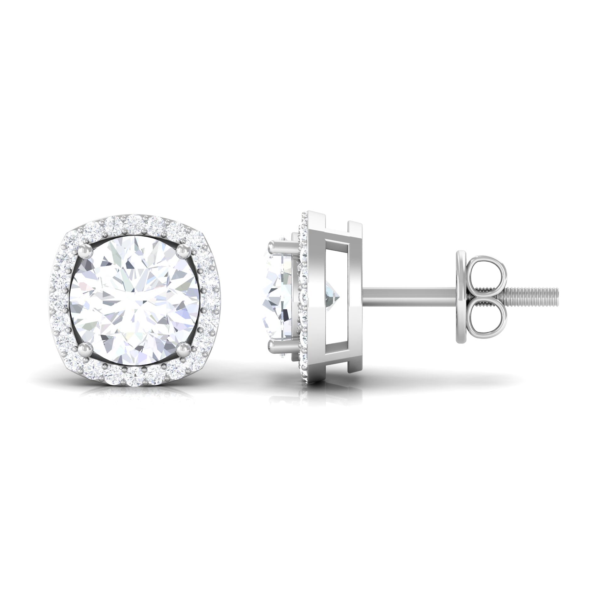 2.25 CT Classic Zircon Stud Earrings with Halo Zircon - ( AAAA ) - Quality - Rosec Jewels