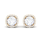 2.25 CT Classic Zircon Stud Earrings with Halo Zircon - ( AAAA ) - Quality - Rosec Jewels