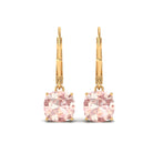 8 MM Cushion Cut Morganite Solitaire Drop Earrings with Lever Back Morganite - ( AAA ) - Quality - Rosec Jewels