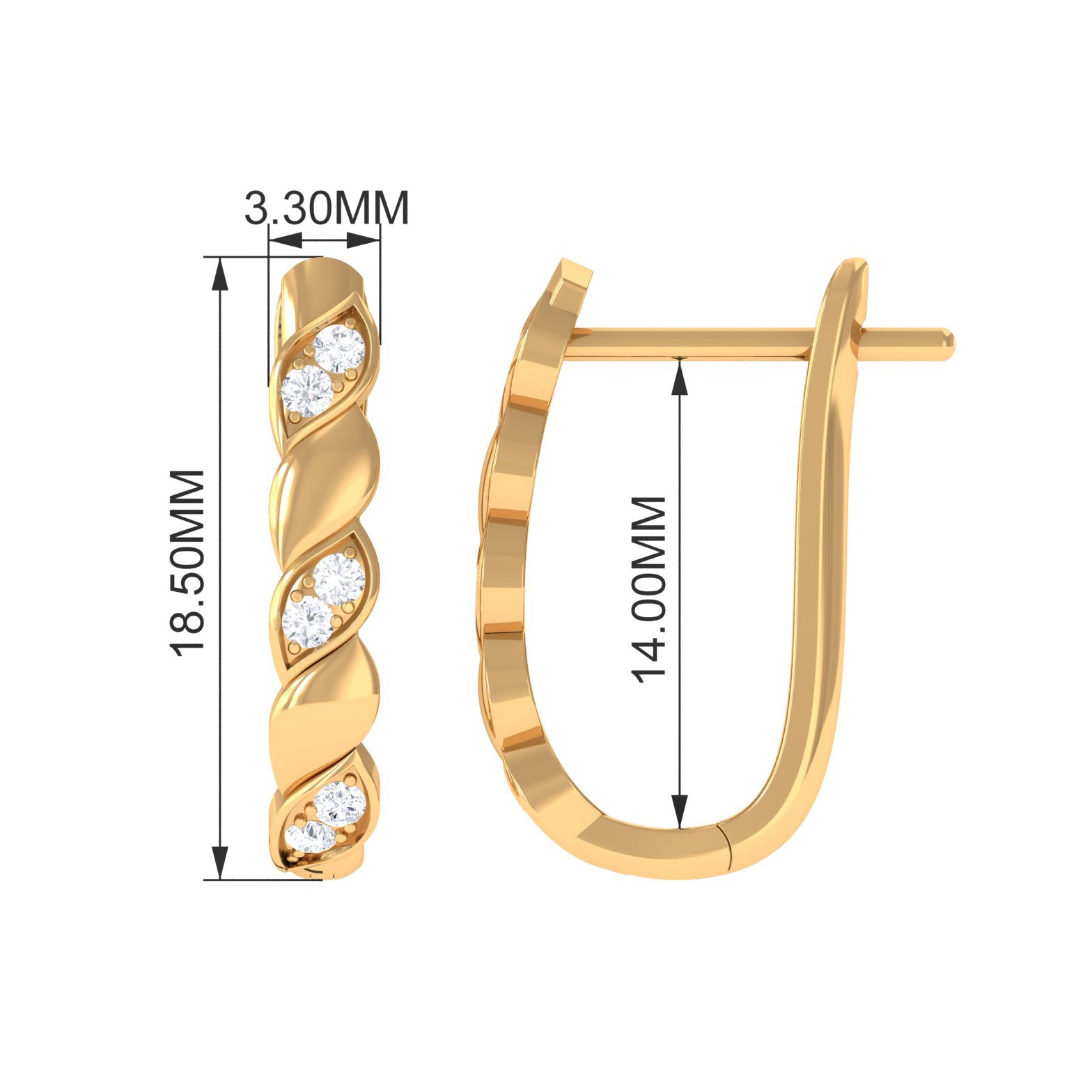 1/4 CT Natural Diamond J Hoop Earrings Diamond - ( HI-SI ) - Color and Clarity - Rosec Jewels