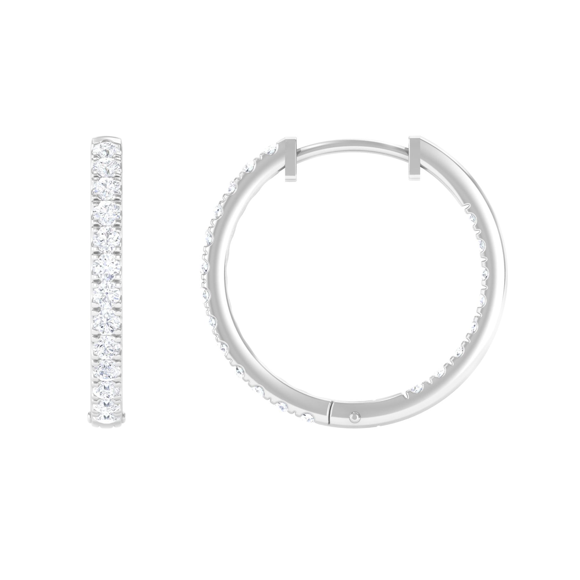 1/2 CT Round Diamond Simple Hinged Hoop Earrings Diamond - ( HI-SI ) - Color and Clarity - Rosec Jewels