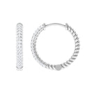 1/2 CT Pave Set Round Diamond Minimal Hinged Hoop Earrings Diamond - ( HI-SI ) - Color and Clarity - Rosec Jewels