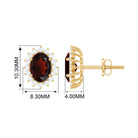 3.5 CT Classic Garnet Stud Earrings with Diamond Halo Garnet - ( AAA ) - Quality - Rosec Jewels