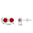 1.50 CT Two Stone Infinity Stud Earrings with Created Ruby for Women Lab Created Ruby - ( AAAA ) - Quality - Rosec Jewels