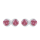 1 CT Simple Pink Tourmaline Two Stone Infinity Stud Earrings Pink Tourmaline - ( AAA ) - Quality - Rosec Jewels