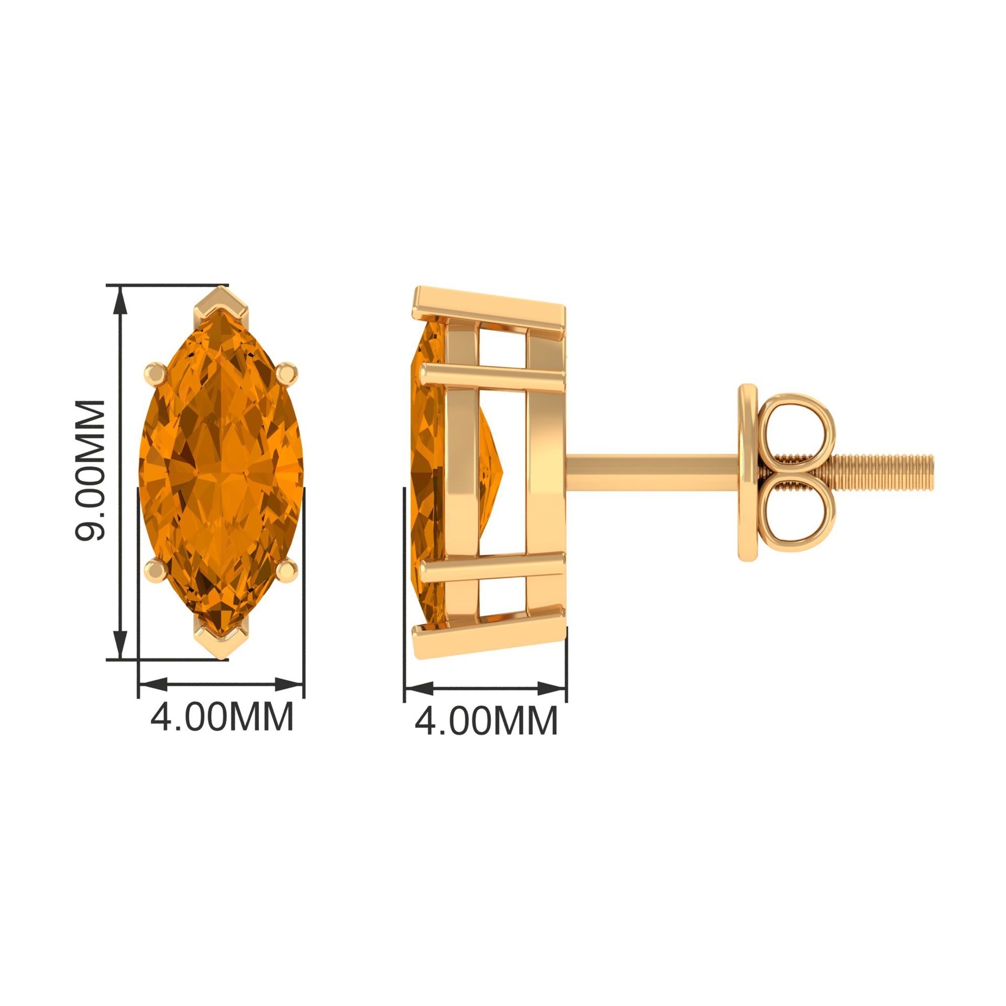 1 CT Marquise Cut Citrine Stud Earrings Citrine - ( AAA ) - Quality - Rosec Jewels