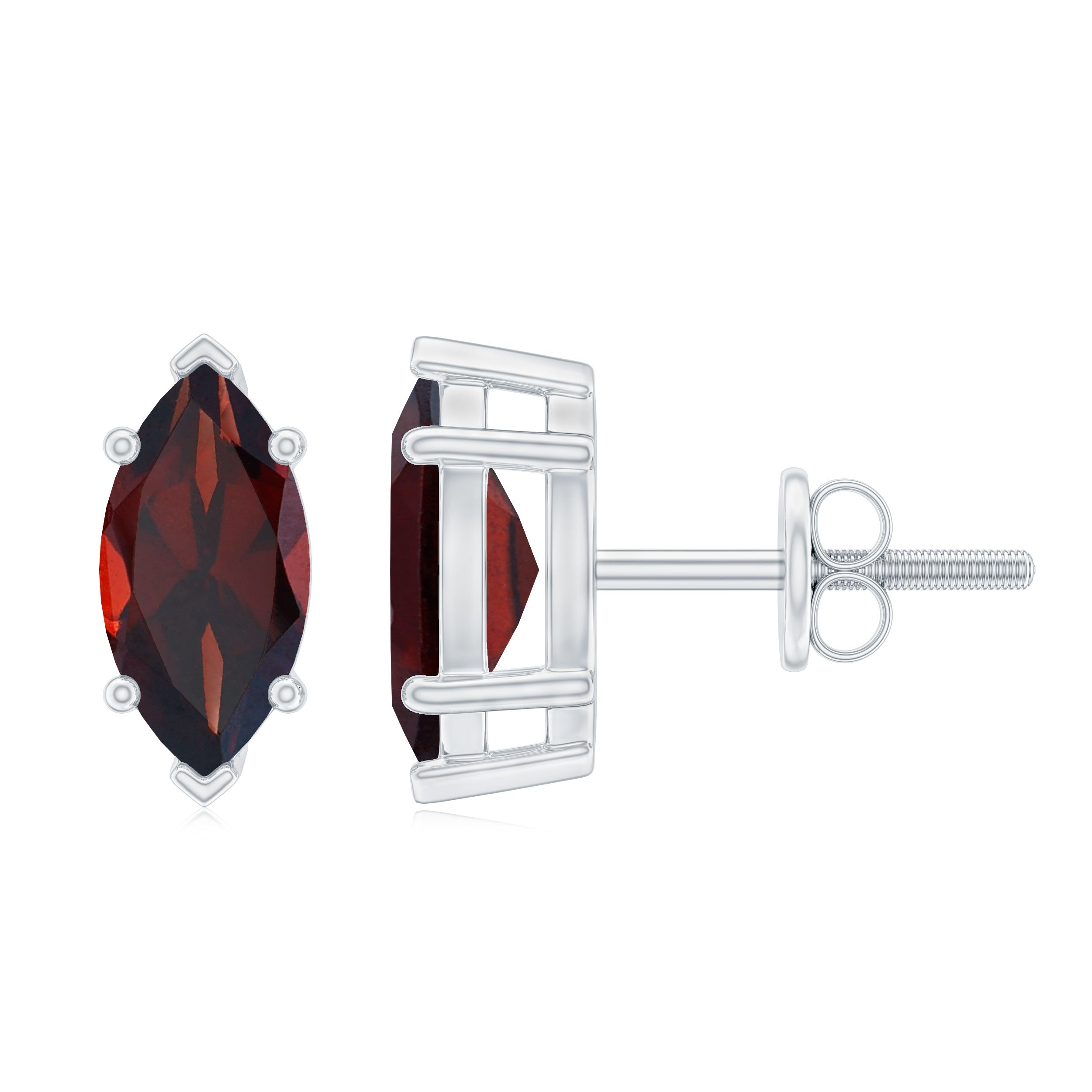 1.50 CT Marquise Shape Garnet Solitaire Stud Earrings in Basket Setting Garnet - ( AAA ) - Quality - Rosec Jewels